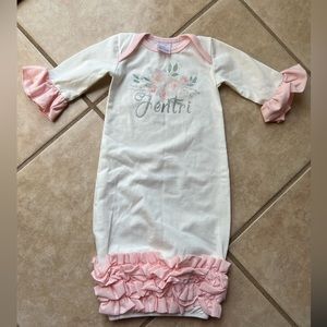 Customized “Jentri” Newborn Gown and Headband